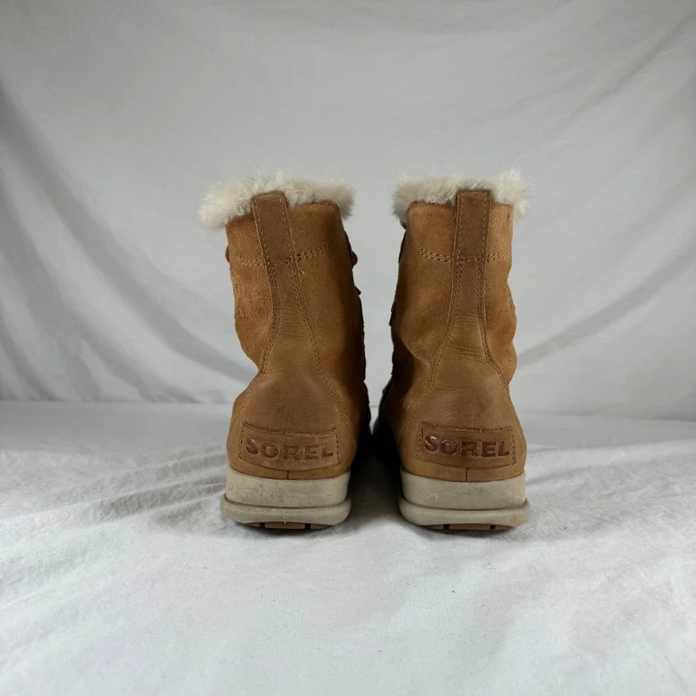 Sorel Women's Size 9.5 Brown Joan Waterproof Faux Fur Suede Boots NL3039-224